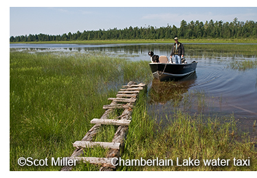 Photo by Scot Miller of skiff at Chamberlain Lake